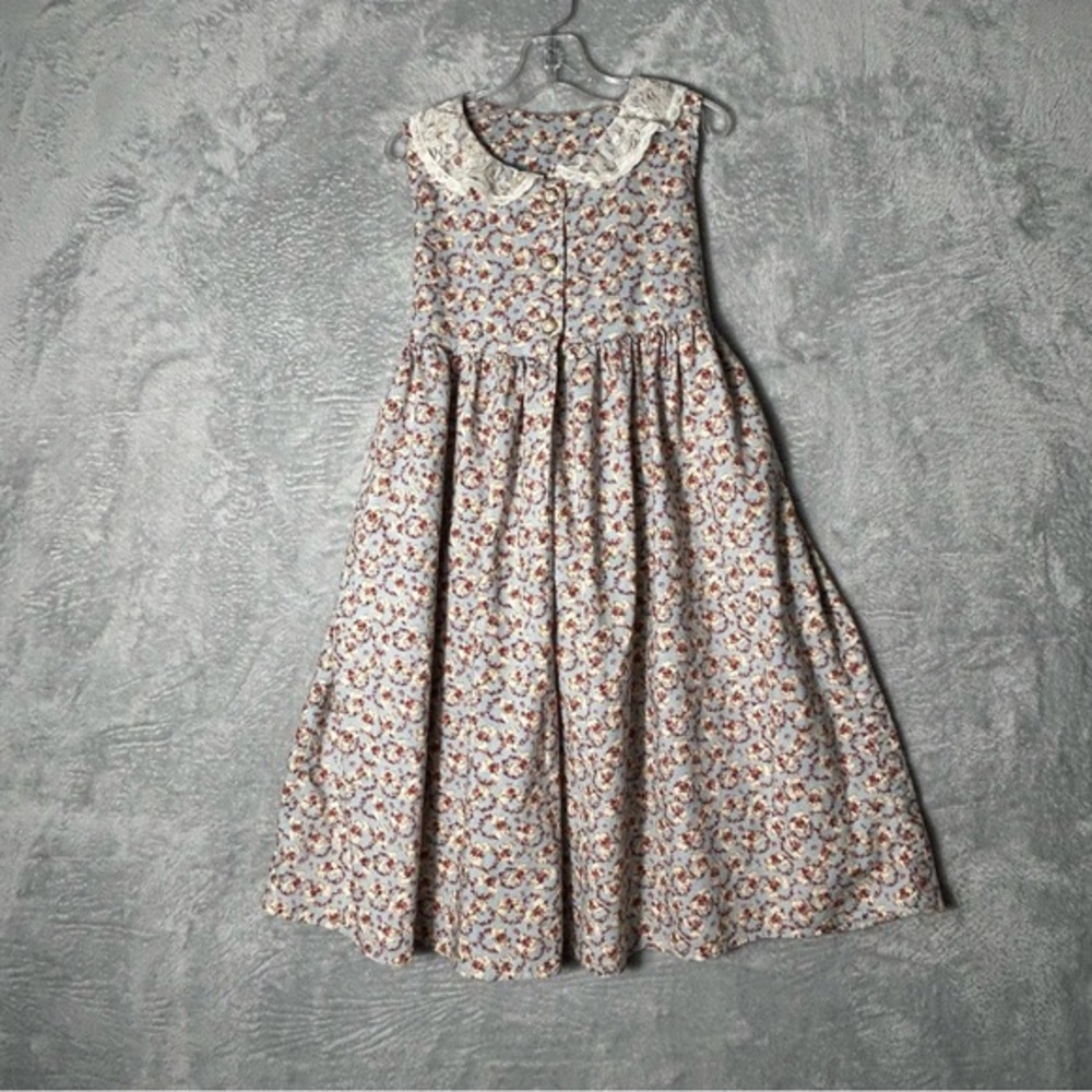 Swatch Kids Dress with Lace Collar - Blue and Brown Floral